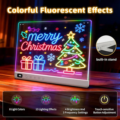 Led Drawing Board with 13 Light Effects, Neon Light Up Drawing Tablet Gifts - Image 7
