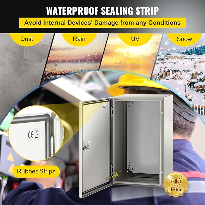 VEVOR NEMA Steel Enclosure, IP66 Waterproof & Dustproof, Outdoor/Indoor - Image 4