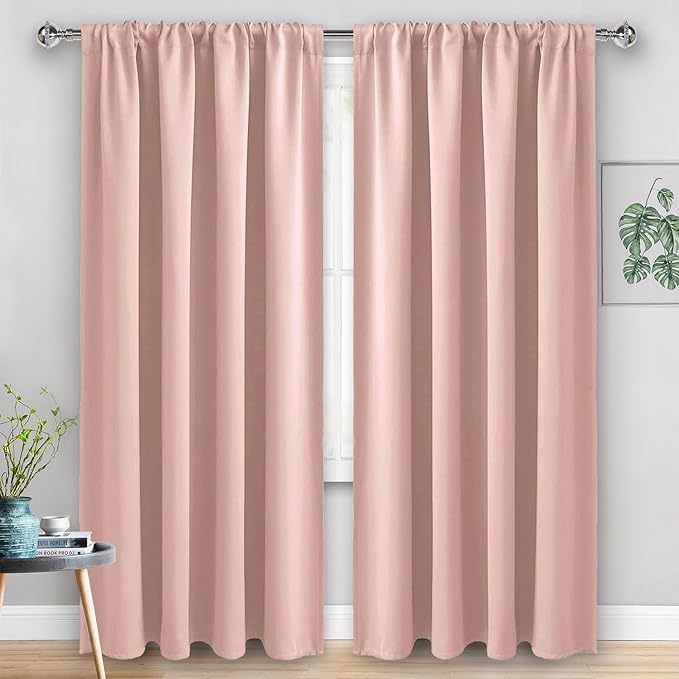 JIUZHEN Blush Pink Blackout Curtains - Image 2