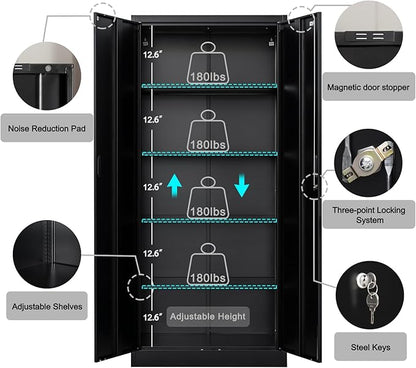 Storage Cabinet, 72 Inch Tall Metal Storage Cabinet - Image 5