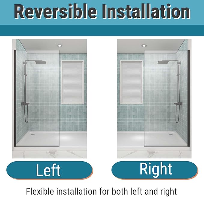 Sunrosa 36"×76" Shower Glass Panel, 8mm Thick Shower Screen, Matte Black - Image 5