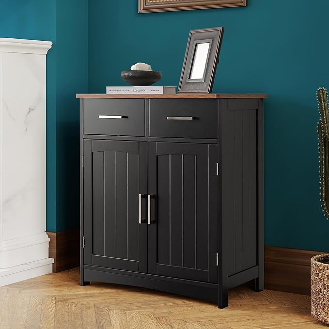 Buffet Cabinet with Storage, Coffee Bar Cabinet 26 x 30 Inches, Oak Top by VANIRROR