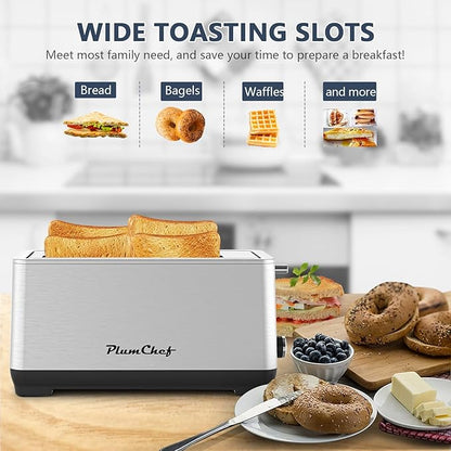 4-Slice Toaster, Extra Wide Long Slot Toaster, 6 Browning Settings, - Image 5
