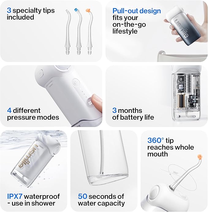 usmile C10 Portable Water Flosser – Travel-Friendly, 95-Day Battery, 4 Modes - Image 5