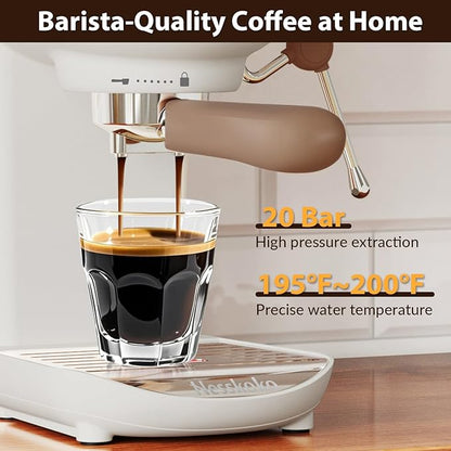 Espresso Machine with Steam Milk Frother Semi Automatic 20 Bar Compact White - Image 2