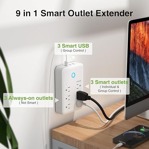 GHome Smart Plug Outlet Extender, Surge Protector - Image 2