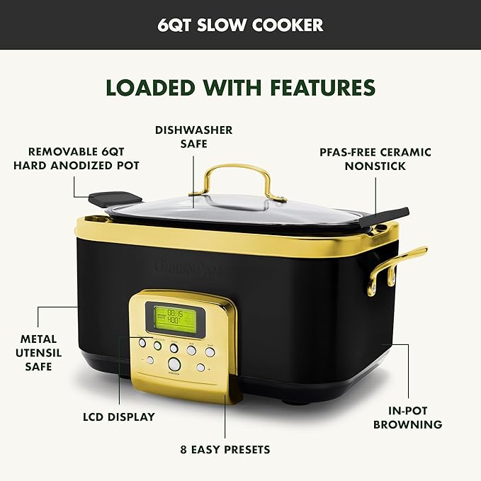 GreenPan Elite 8-in-1 Programmable 6QT Electric Slow Cooker, Dishwasher Safe - Image 4
