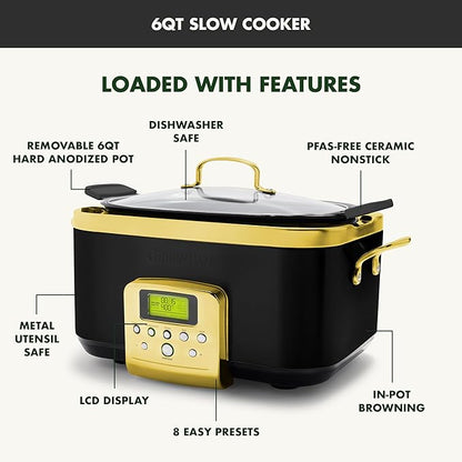 GreenPan Elite 8-in-1 Programmable 6QT Electric Slow Cooker, Dishwasher Safe - Image 4