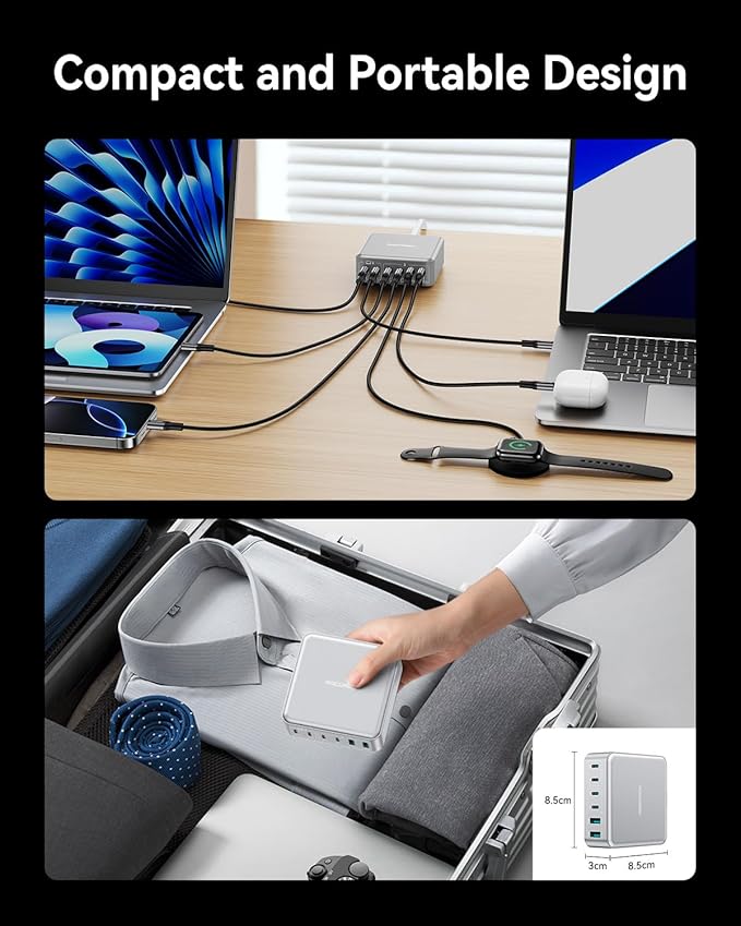 270W USB C Charger Block, Rocoren 6 Port Multi USB-C Charging Station, 100W PD - Image 7