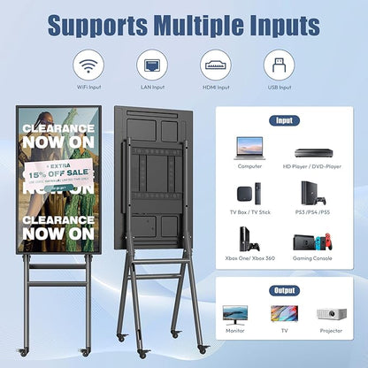 QIXZOCV MWE 43 Inch Mobile Digital Signage Display Touchscreen Kiosk - Image 7