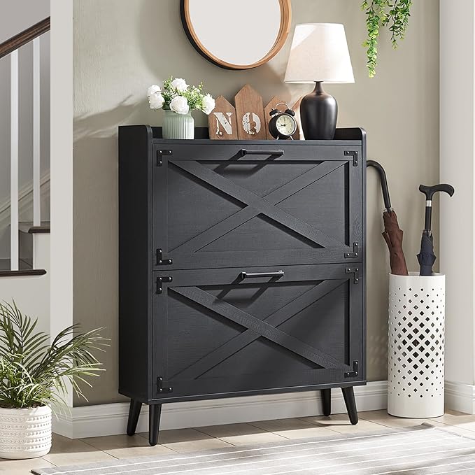Shoe Storage Cabinet, Farmhouse Shoe Organizer by Barnyatoh