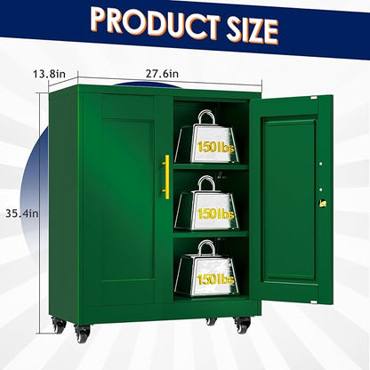 35" H Metal Garage Storage Cabinet, Rolling Tool Cabinet - Image 2