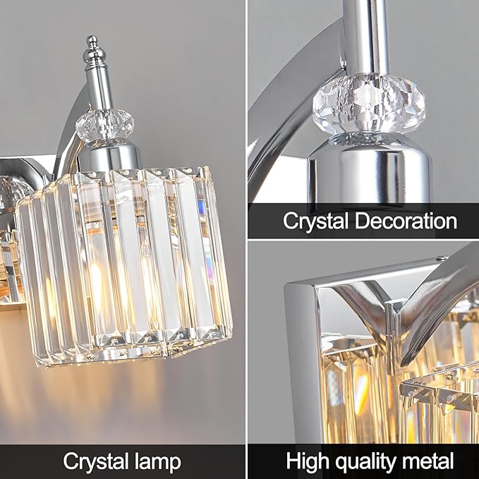 BBLLWJ Modern Bathroom Vanity Light 4-Light Chrome Crystal Light Fixtures Over - Image 5