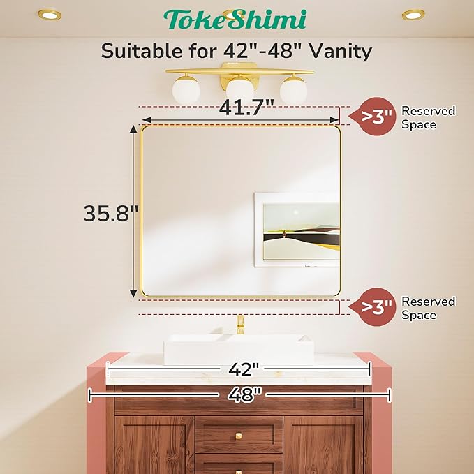 TokeShimi 42x36 Brushed Nickel Bathroom Mirror - Image 2