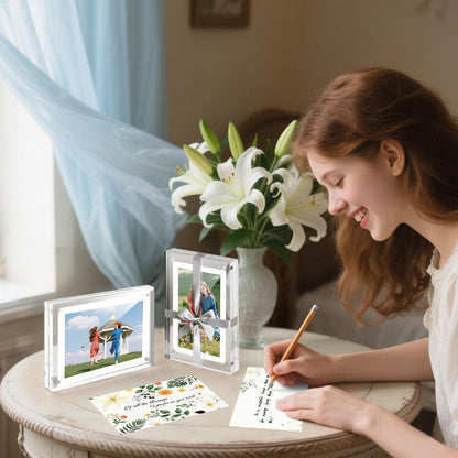 5x7 Acrylic Frames 2 Pack, Double Sided Magnetic Frames | Frameless Clear Photo Frames, Desktop Pictures Display