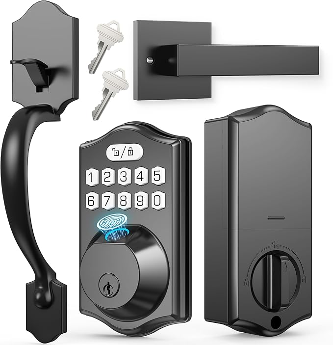 Fingerprint Door Lock Set, Keyless Entry Door Lock, Front Handle Set, by Unknown