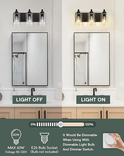 METWET 3-Light Bathroom Light Fixtures, Modern Vanity Lighting Fixtures Over - Image 5