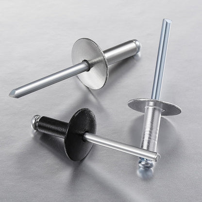 Wensilon(150 pcs) 3/16 * 5/8" Large Cap Open End Black Aluminum Blind Rivets,5 * 16 Blind Rivet