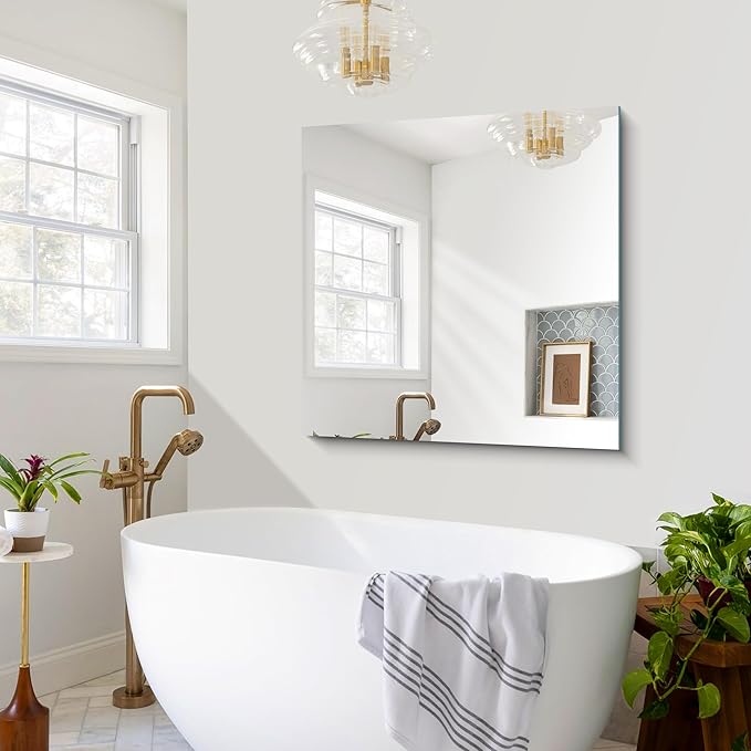 CILIBER Frameless Mirror, 39x39 inch Square Bathroom Mirrors - Image 5
