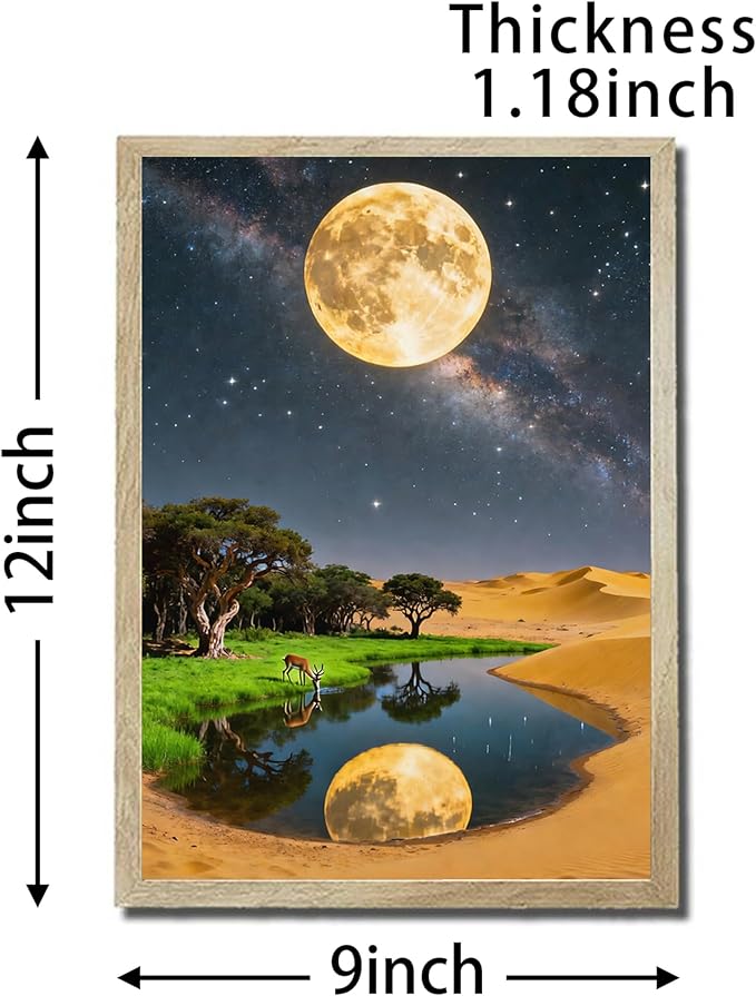 URVIP LED Glowing Photo Frame, 3D Starry-Sky Blue Moon Wall Art, 9x12 Inches - Image 2