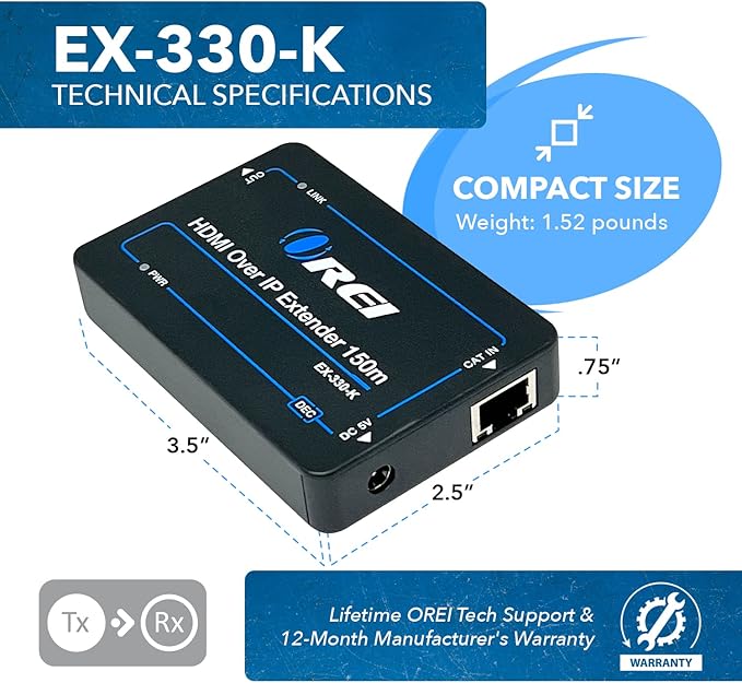 OREI HDMI Extender Over IP- 1080p@60Hz Upto 330Ft - Image 4