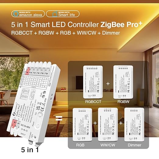 GLEDOPTO ZigBee3.0 LED Controller Pro Smart Home 5 in 1 RGBCCT RGBW RGB CCT - Image 3