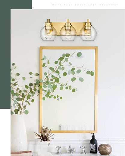 METWET Bathroom Light Fixtures, 3-Light Brushed Gold Vanity Light, Modern Wall - Image 6