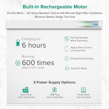 Kilonity Motorized Roller Shades, Light Filtering Remote Control Custom Window - Image 3