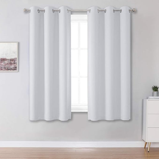 DUALIFE Greyish White Solid Curtain Panels by DUALIFE