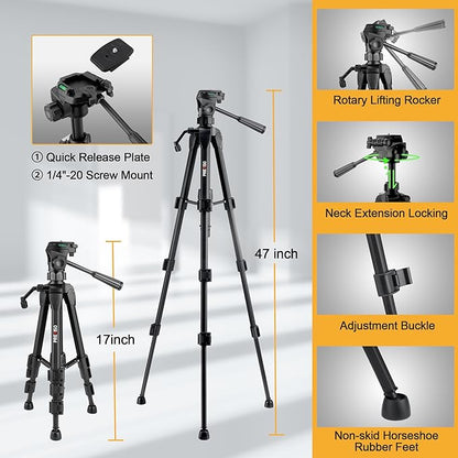 PREXISO Laser Level with 47 Inch Tripod, IP54 Rechargeable 65Ft Green Cross - Image 4