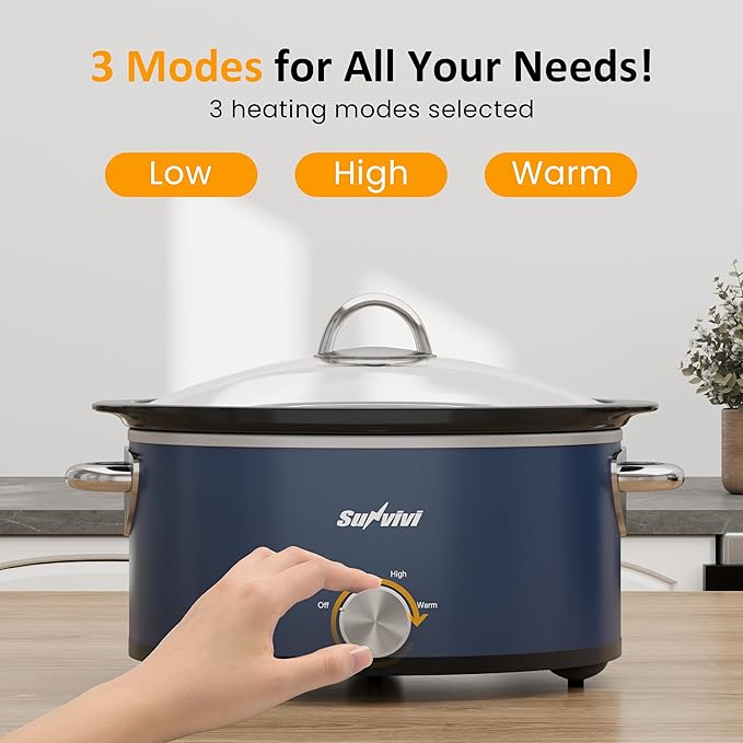 Sunvivi 3 Quart Slow Cooker & Mini Food Warmer - Image 4