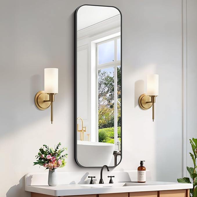 FORBATH Bathroom Mirror 55" x 16", Rectangle Black Bathroom Mirror by FORBATH