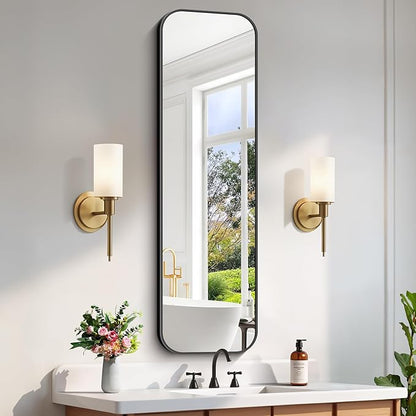 FORBATH Bathroom Mirror 55" x 16", Rectangle Black Bathroom Mirror by FORBATH