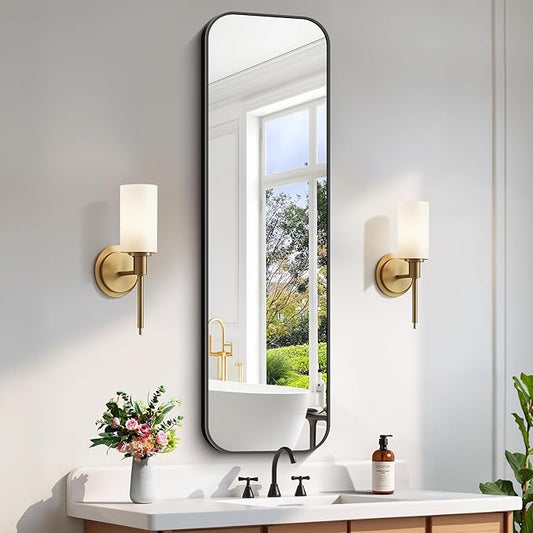 FORBATH Bathroom Mirror 55" x 16", Rectangle Black Bathroom Mirror by FORBATH