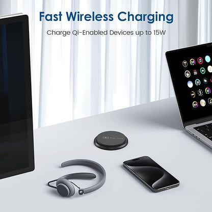 Desktop Power Grommet 3-inch Hole, 15W Wireless Charger, 20W USB C Fast - Image 3