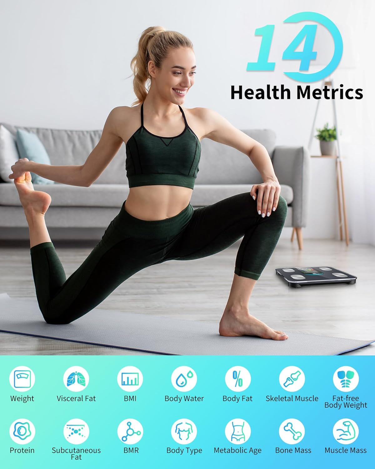 arboleaf smart scale for body weight and fat, close-up detail