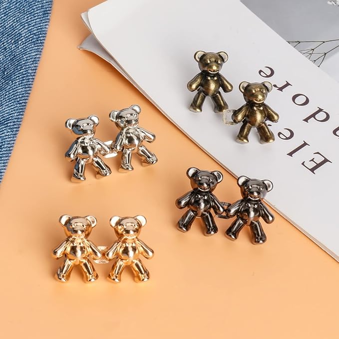 TOOVREN Cute Bear Button Pins for Jeans, No Sew and No Tools Instant Pant Waist - Image 7