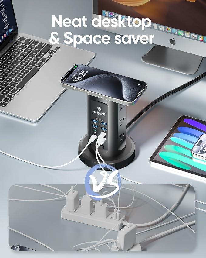 Kakyanill 115W USB Charging Station, Surge Protector Power Strip Tower - Image 6