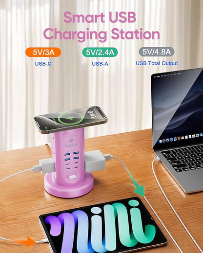 Power Strip Tower, kakyanill Surge Protector Tower 9 AC Outlets 8 USB, 6 Ft - Image 6