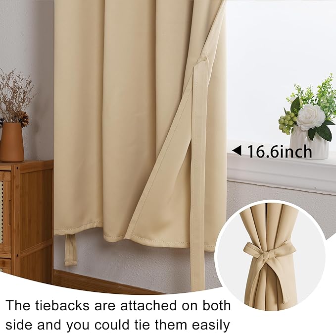JIUZHEN Short Curtains Kitchen Half Window Blackout Curtains - Image 6