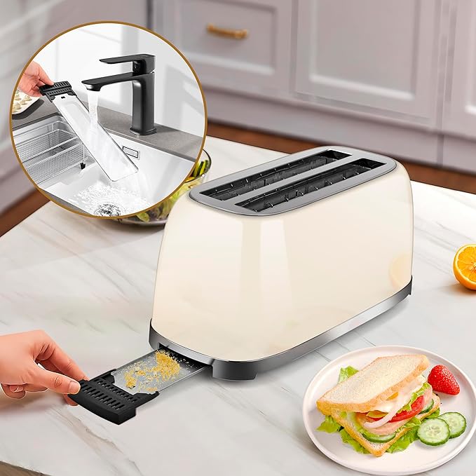 SUSTEAS Toaster 4 Slice Wide Slot, Stainless Steel Bread Bagel Toasters - Image 5