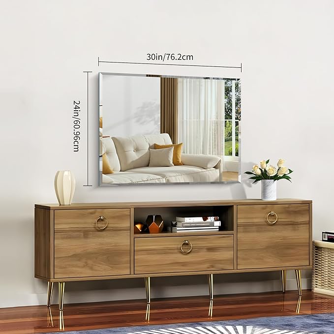CILIBER Beveled Mirror, 24x30 Frameless Beveled Bathroom Mirrors - Image 8