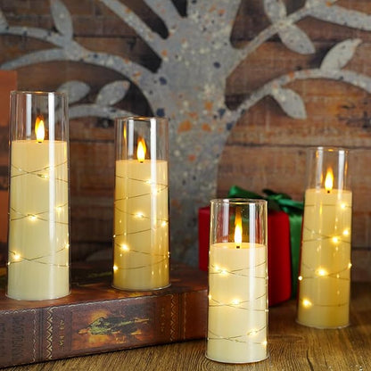 Flameless Candles with Embedded Star String, Battery Operated LED Pillar - Image 3