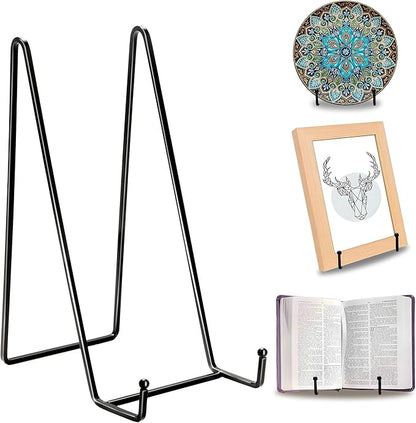 Birity 5PACK 10 Inch Square Black Metal Display Stands Plate Holder Display by 24ozRibbedGlassCup