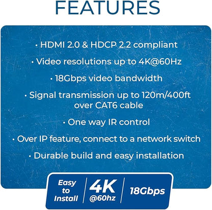 OREI Receiver only for EX-500-K 4K HDMI Extender Over IP CAT6 by One to Many - Image 9