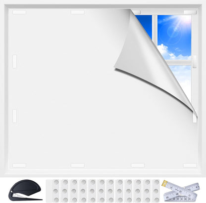 Fillis Magnetic Blackout Window Cover for Bedroom, Portable Temporary No Drill Blackout Curtains, Removable Window Blinds for Nursery, RV, Media Room, 420D Oxford Fabric, 39x57 Inch, White