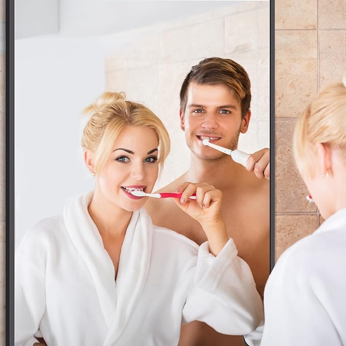 Black Bathroom Mirror for Wall, 72x30 Inch Rectangle Mirrors - Image 3