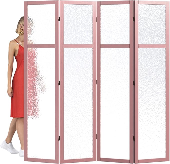 Acrylic Room Divider, 4-Panel Freestanding Partition Screen, Frosted - Image 8
