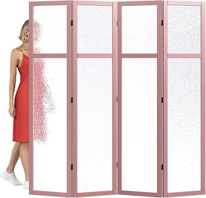 Acrylic Room Divider, 4-Panel Freestanding Partition Screen, Frosted - Image 8