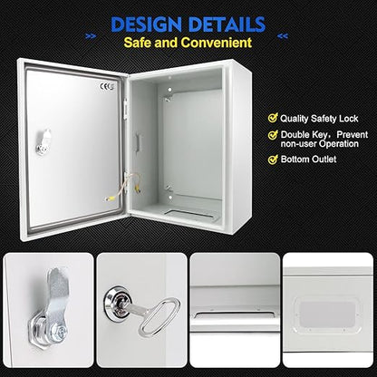 Outdoor Electrical Box, Steel Junction Box 20 x 16 x 8'', NEMA 4X Electrical - Image 7